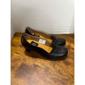 Slip Grips sz 6w women black chunky block heel pumps 1017